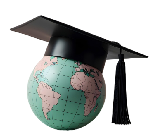 3D illustration of a smiling student holding a tablet